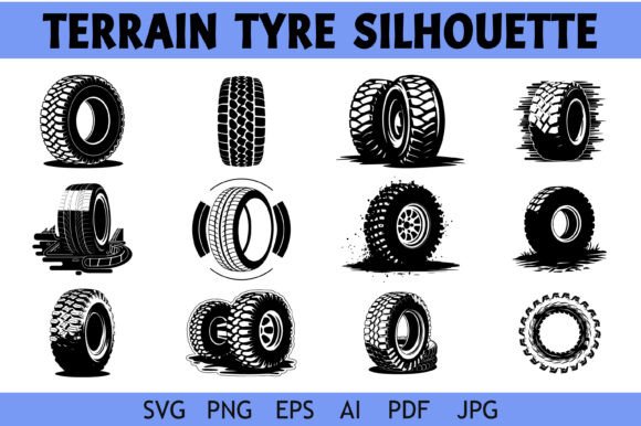 Download Terrain Tyre Silhouette Design Bundle - Silhouette Collection
