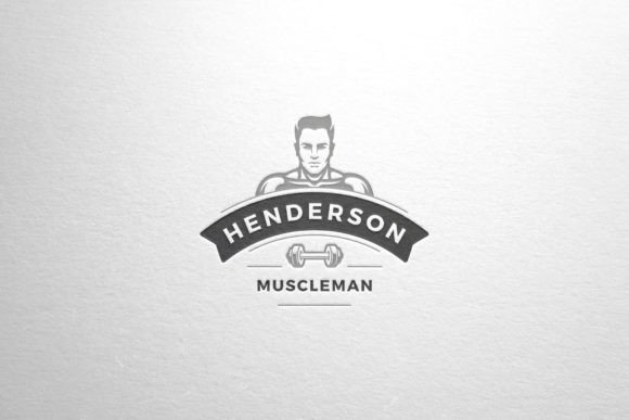 Download Muscular Male Bodybuilder Retro Logo - Male Collection