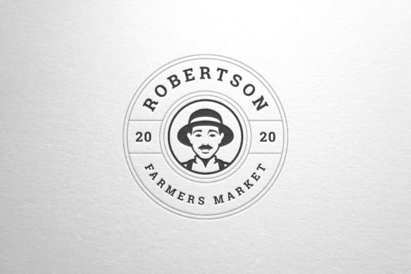 Download Smiling Male Farmer Head Retro Logo - Male Collection
