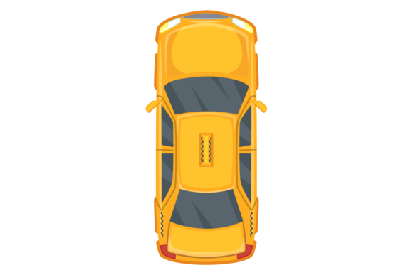 Download Taxi Car Top View. Yellow Cartoon Auto - Car Collection