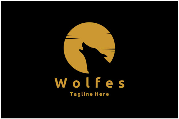 Download Beauty Howling Wolf and Golden Moon Logo - Moon logo Collection