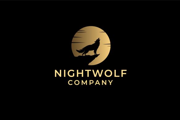 Download Howling Wolf with Golden Moon Logo - Moon logo Collection