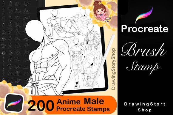 Download 200 Procreate Male Body Poses Stamps - Male Collection