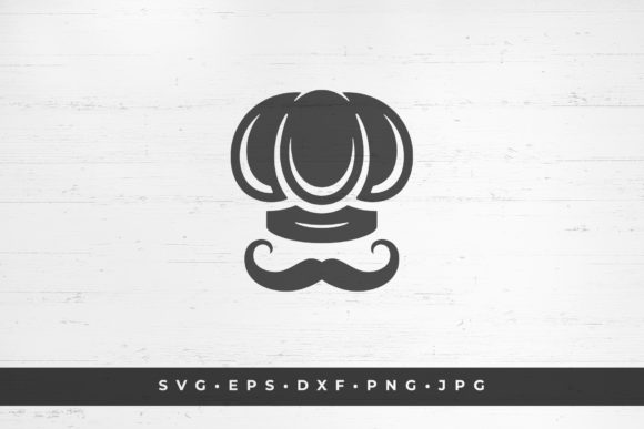 Download Chef Hat with Mustache Silhouette - Silhouette Collection