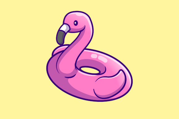 Download Cute Flamingo Swimming Tire Cartoon - Car Collection
