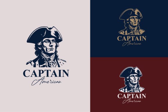 Download American Captain Silhouette Retro Logo - Silhouette Collection
